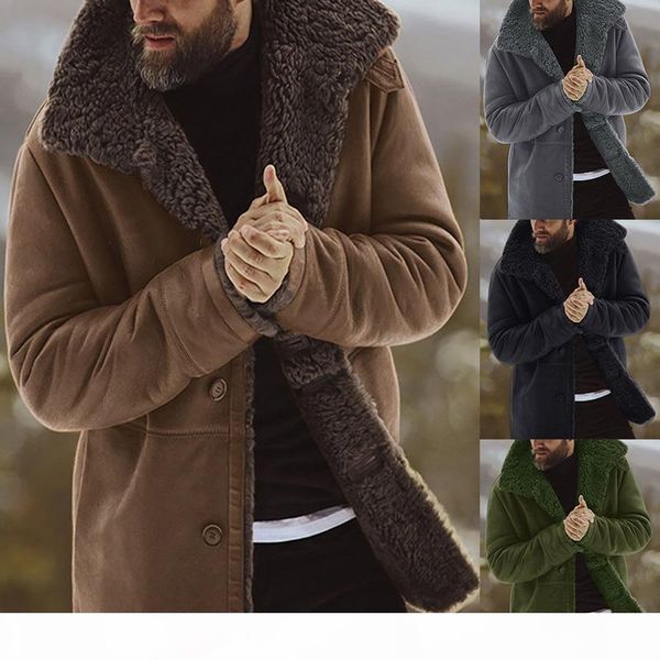 

men's solid coat winter thicken warm jacket vintage coat outwear windproof chamarra hombre fleece veste homme men parkas clohtes, Tan;black