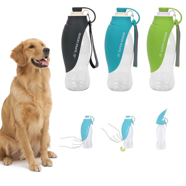 

580ml outdoor tank supply silicon portable water dispenser bottle pet dog cat feeder