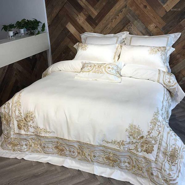 

white red chic embroidery duvet cover set 800tc egyptian cotton luxury bedding set bed sheet  king size 4/7pcs1