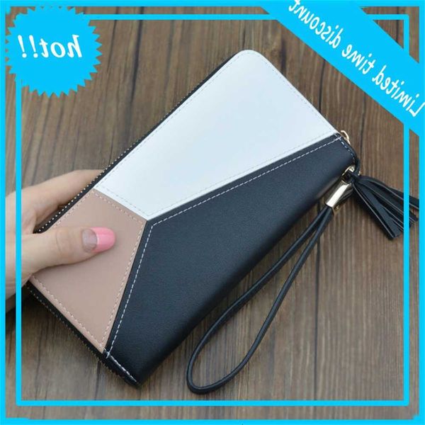 

2020 leather women fashion women's portfolios telephone pocket pure card holder long clutch wallets