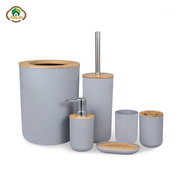 

bath accessory set msjo bathroom decoration accessories wooden 6pcs decor storage soap dispenser toothbrush holder modern home bathr1