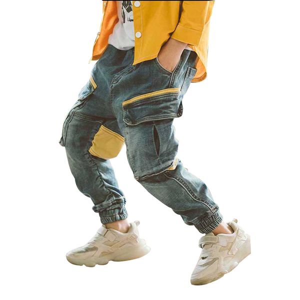 

jeans for boy patchwork boys jeans casual cargo pants kids jeans pants school spring autumn novelty teenage clothes for boys lj200821, Blue