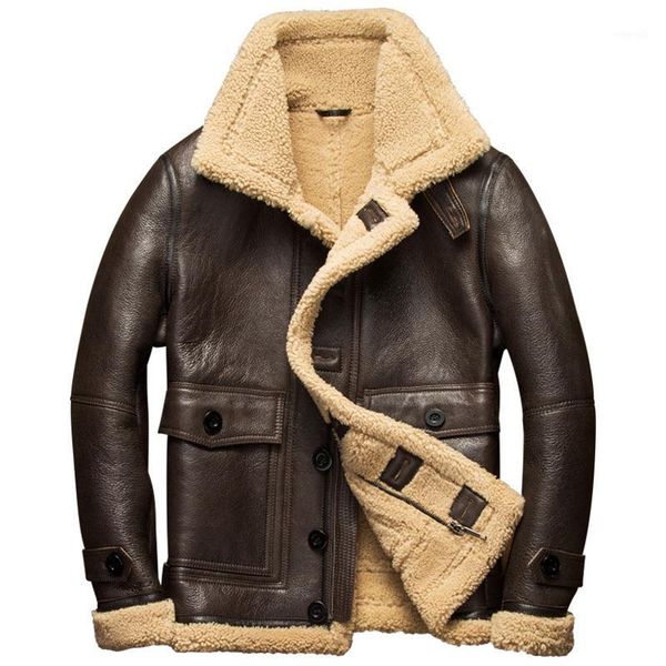 

real fur coat winter men clothes 2020 100% genuine leather jacket sheep shearling bomber jacket sheepskin coat hiver 71071, Black