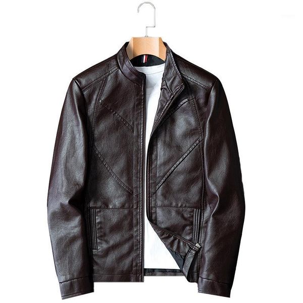 

mens leather jackets men's spring casual stand collar motorcycle pu leather jacket coat outerwear male clothing jaqueta de couro1, Black