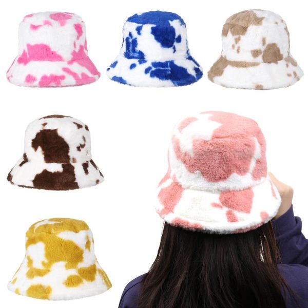 

wide brim hats 1pc faux fur bucket hat women girls winter thickened warm fisherman cap multicolor outdoor cloche sunscreen panama, Blue;gray