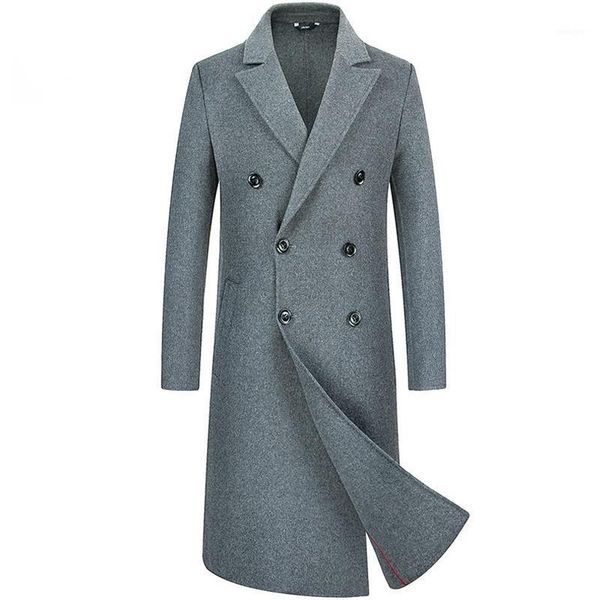 

hand-stitched men double-sided super long double-breasted wool coat manteau homme winter coat men 19040-51, Black