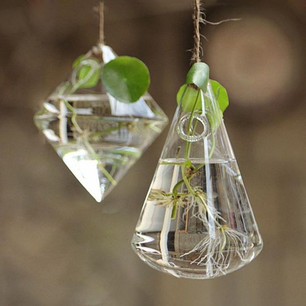 

vases hanging glass vase flower container garden terrarium planter clear plant decor