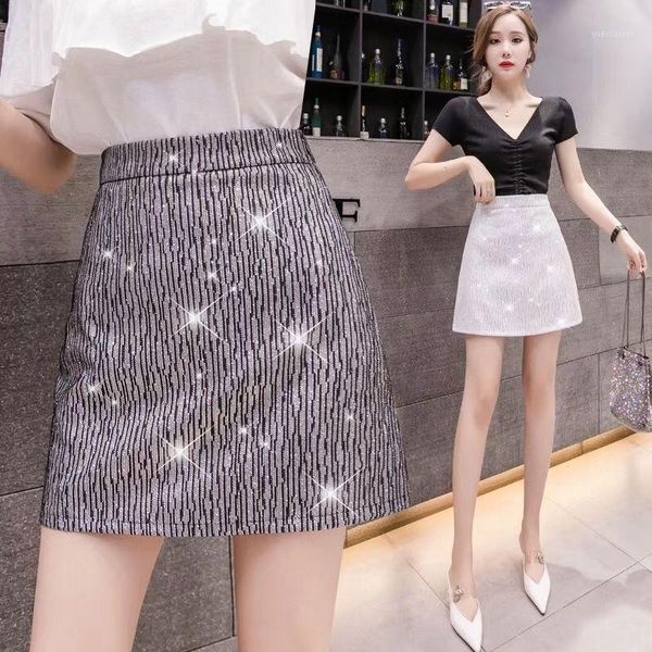

women new fashion 2020 summer bling mini skirt female high waist slim party skirt ladies pack hip faldas mujer moda w051, Black
