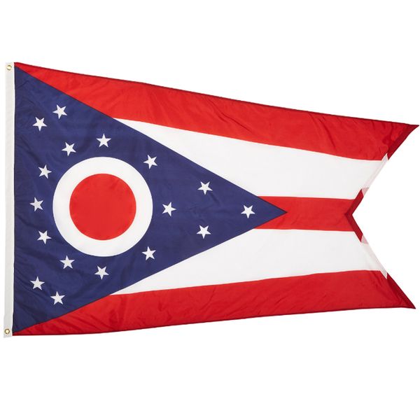 Stati Uniti America Ohio State Flags 3'X5'ft poliestere 100D vendite calde all'aperto di alta qualità con due occhielli in ottone