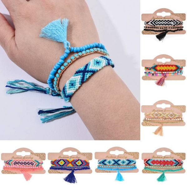 

new wave strand bracelet jewelry bohemian braided rope bangle set handmade adjustable friendship bracelet for women men kids kimter-k103fa