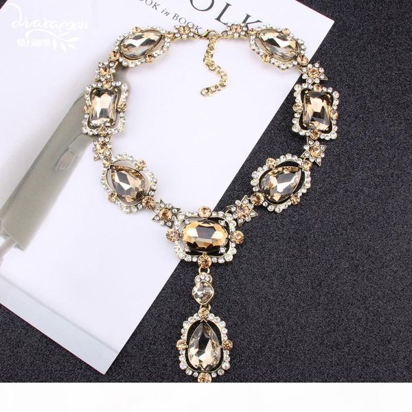 

purple square crystal statement necklace women romantic heart glass pendant necklace indian bridal jewelry za christmas jewelry 5 colors 1 p, Golden;silver