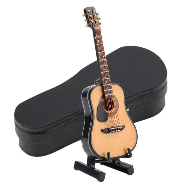 

decorative objects & figurines 10/16cm wooden electric guitar model with display stand dolls house miniature musical instruments ornament to