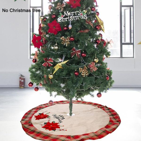 

christmas tree decoration creative red flower linen christmas tree skirt goods 2021 for home xmas skirt new year