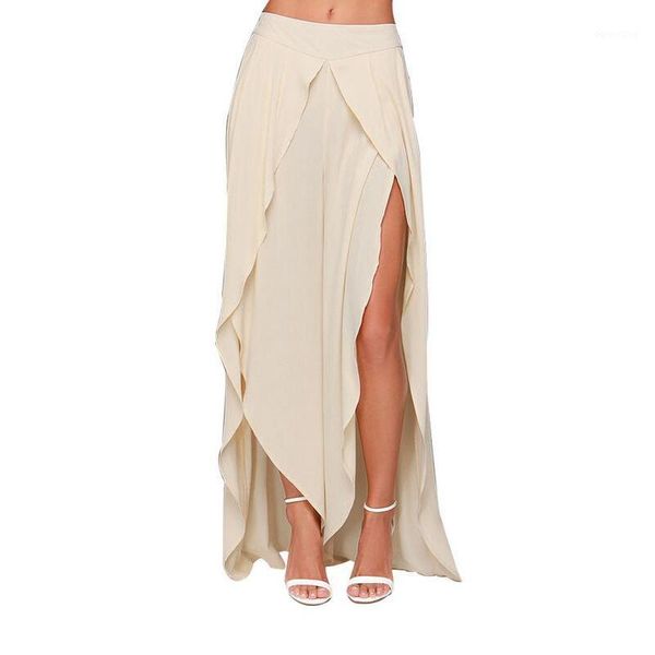

bohemian long skirt xs- 6 size women dovetail skirt beige 2017 spring summer solid asymmetrical empire waist chiffon skirts1, Black
