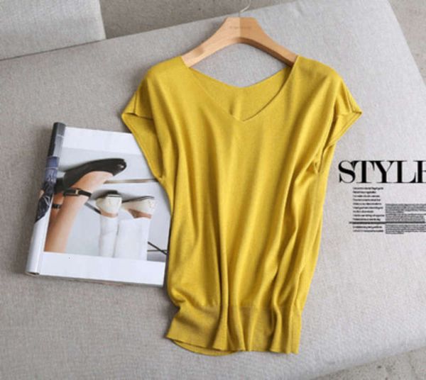 

delicate and pure silk cashmere soft knitting short sleeves show thin one minute sleeve sweater for women xia, Black;gray