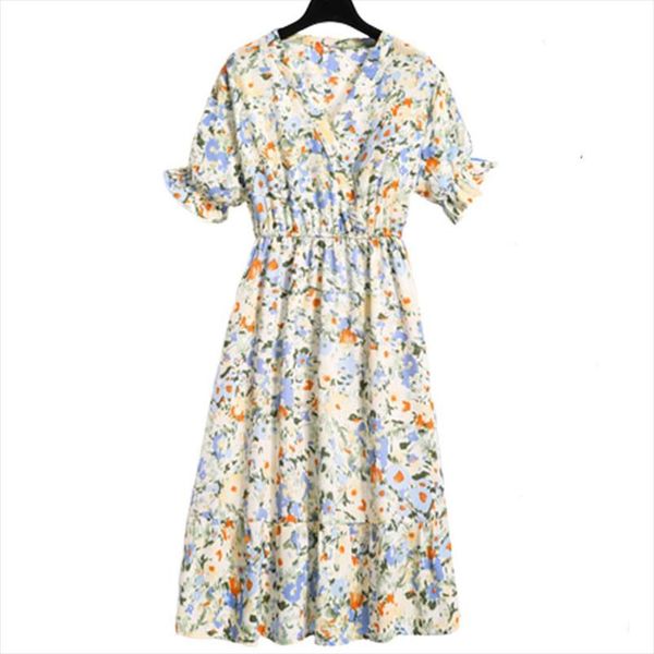 

шифон весна летнее платье женщины сексуальная эластичная талия v шея сращивание pullover печать цветочные сладкие тонкие vestidos femme одеж, Black;gray