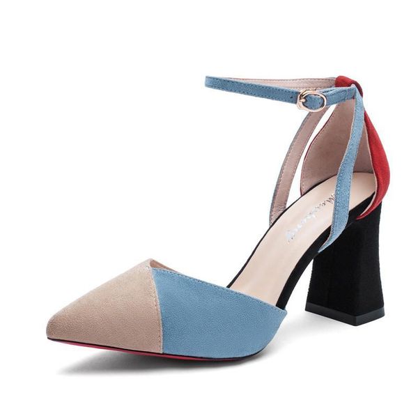 

2020 women high heels shoes women platform pointed toe square heel pumps party dress shoes mujer zapatos femeninos pumps, Black