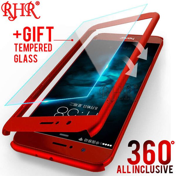 

luxury 360 degree full cover phone huawei p10 p9 p8 p20 plus protection case for honor 8 9 lite shell with glass