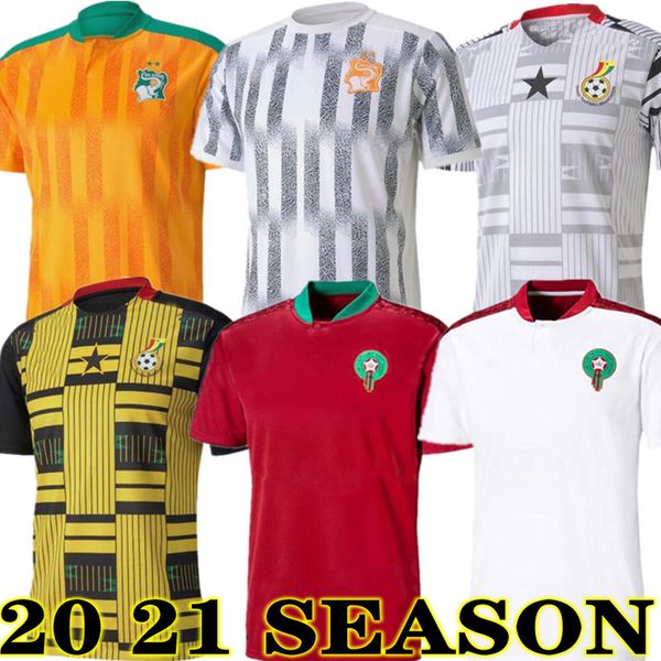 

new 2020 ivory coast ghana morocco jersey 2021 home away yellow red football shirt, Black;yellow