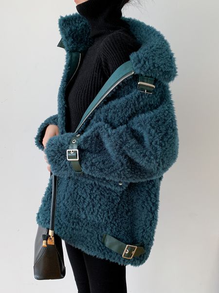 

haining sheepskin fur coat womens short 2020 new winter fur integrated lamb fur coat stand collar, Black