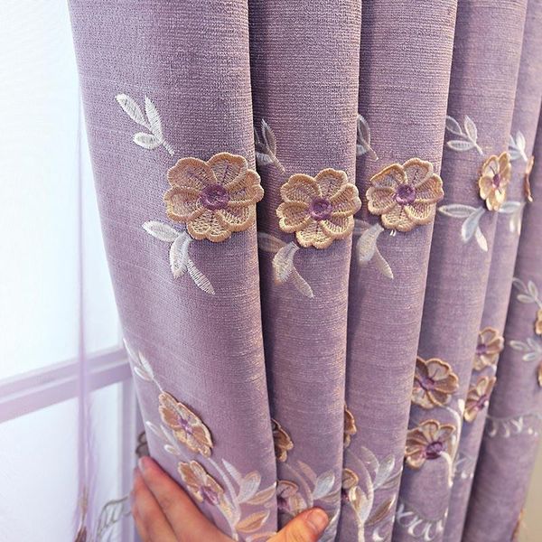 

curtain & drapes purple romantic embossed embroidery curtains european pastoral home decoration for bedroom wedding room villa window decor