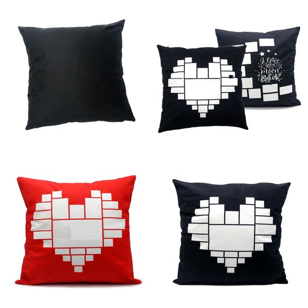 

40*40cm sublimation blank cushion cover pillow cases black red heart moon diy p thermal heat print party easter pillow covers h11901