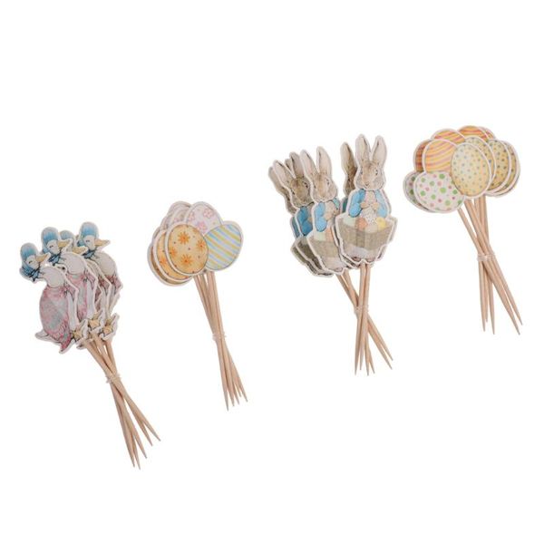 

48pcs happy easter egg cupcake er cake sticks table centerpieces decor kids gift birthday party favors