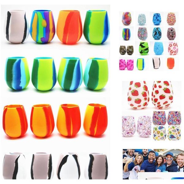 

silicone egg wine cups outdoor camo lip bohemia national skull bubble water bottle beer whiskey glass drinkware 20pcs ljja2304 pasz3