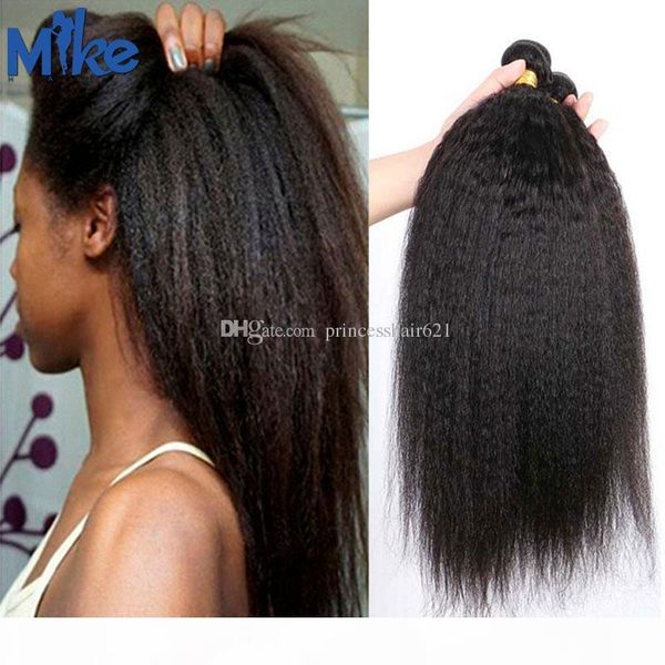 

mikehair wholesale mongolian kinky straight 4 bundles peruvian cambodian indian remy hair extensions 100g mink brazilian hair weaves, Black