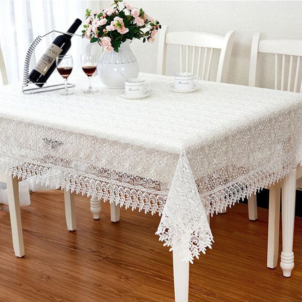 

lace embroidery tablecloth white hollow table cloth elegant coffee table cover wedding manteles de mesa rectangular multi size1