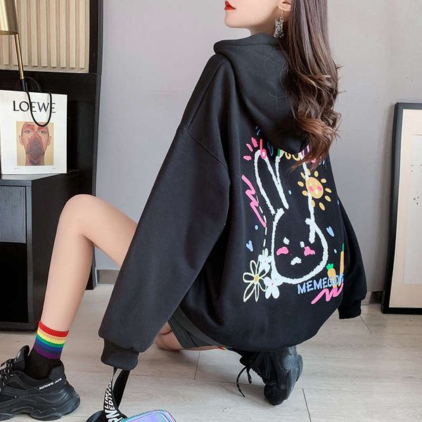 

foreign lovely sweater women autumn winter 2020 new style plush thickened loose korean version lazy fashion, Black
