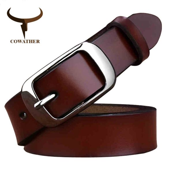 

cowather luxury cow genuine leather belt for women new arrive jeans female belt fashion design fancy women belts 201110, Black;brown