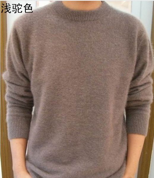 LAFARVIE OFF Продажа Стандартные твердые пуловеры полные рукава O-образным вырезом 100% норки кашемировый аутюрм зимние мужчины формальный вязаный свитер 201021