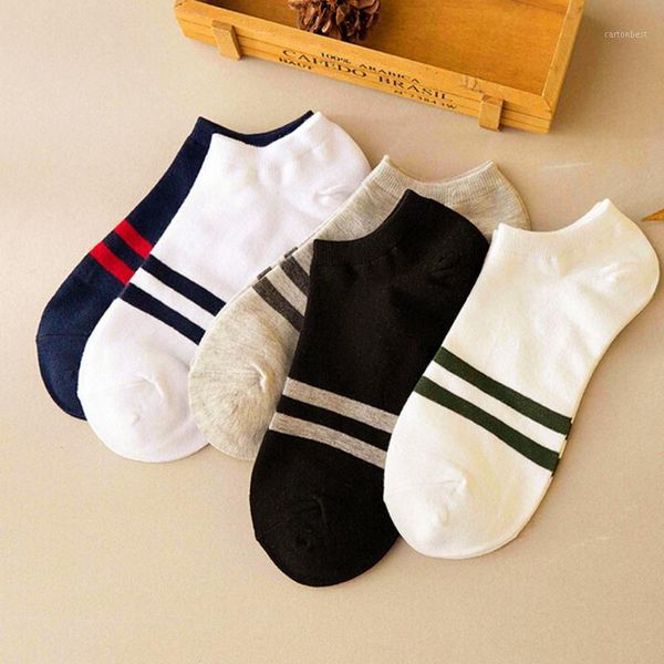 

men's socks comfortable stripe cotton sock slippers short ankle l07291, Black