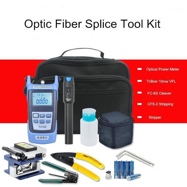 

12 in 1 ftth tool set optical power meter with tribrer 10mw/10km vfl fc-6s cleaver cfs-2 stripper fiber tool kits1
