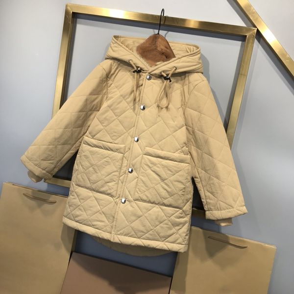 

2021 new luxury fashion design boys and girls cotton coat children's classic diamond hooded down cotton coat ing, Blue;gray