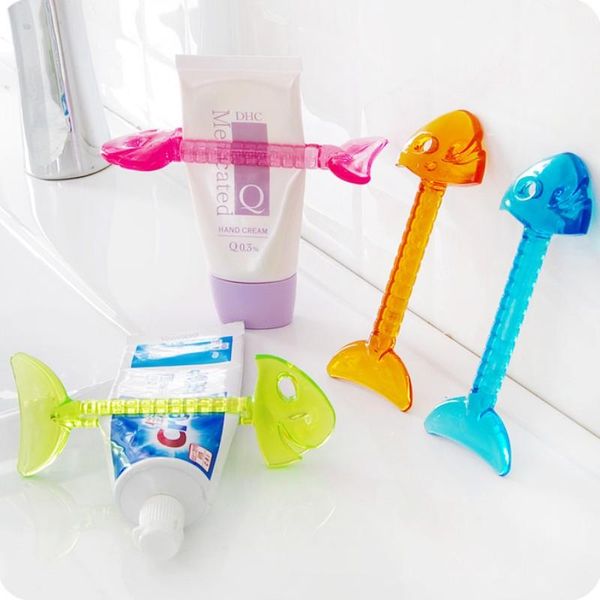 

bath accessory set clear fish bone toothpaste squeezer paste tube dispenser clip cosmetics cleanser extruder clamp creative bathroom accesso
