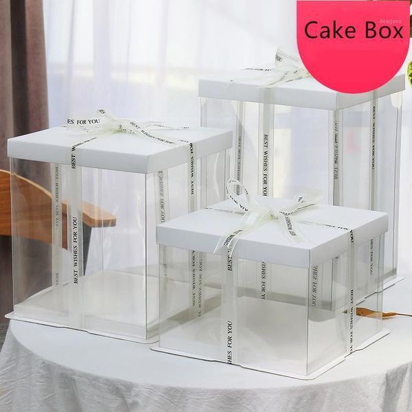 

4inch 6inch 8inch 10inch 12inch 14inch transparent cake box lid and base plastic rectangle cake packaging box organizer supplies1
