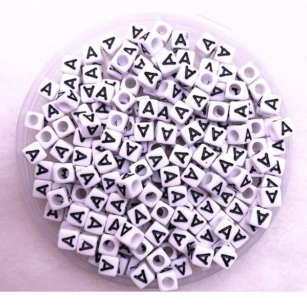 

100pcs/lot \"a\"white alphabet/ letter acrylic cube beads for diy jewelry making 6x6mm(1/4\"x1/4\") 100pcs/lot \" q