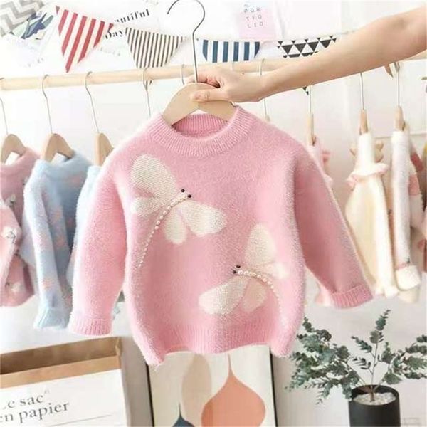 

1 2 3 4 5 years toddler girls sweaters autumn dragonfly sweaters for girl baby kids clothing children pullover new lj201128, Blue