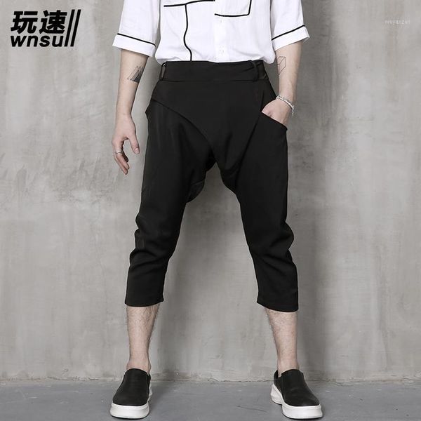 

27-46 2020 men clothing gd hair stylist fashion summer personality leisure capri pants harem pants plus size costumes1, Black