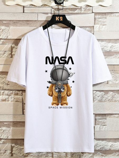 

men letter & spaceman print tee d3tf#, White;black