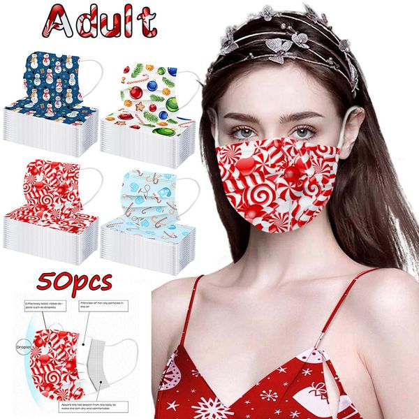 

10 / 50шт unisexo одноразовая mscara быстрая доставка masque оголовье printed рождество мягкие маски для взрослых 3-слойный маски jllwha yea