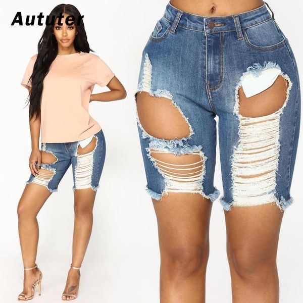 

denim shorts high wasit stretch sport fitness broken worn edges ripped casual jeans leg women short femme kg-502, Blue
