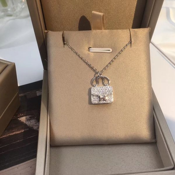 

925 sterling silver kangkang bag necklace female letter clavicle chain tide net red ins cool wind simple neckchain