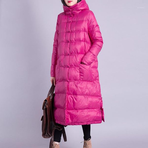 

winter jacket women 2019 long down parkas womens 90% white duck down jackets ultra light coat hooded female warm loose coat1, Black