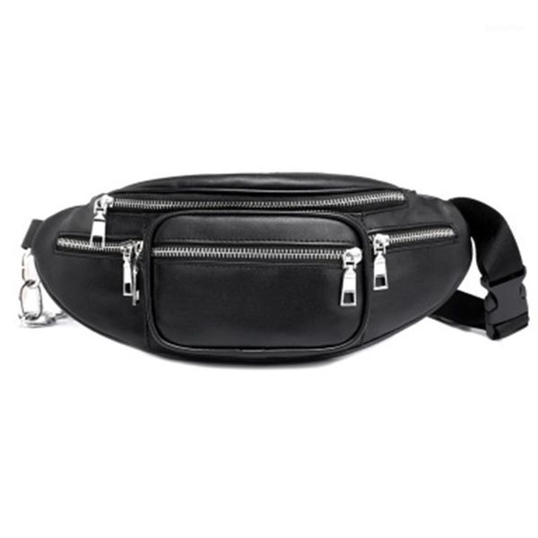 

waist bags fashion women bag casual pu leather chain shoulder zipper chest travel pack1
