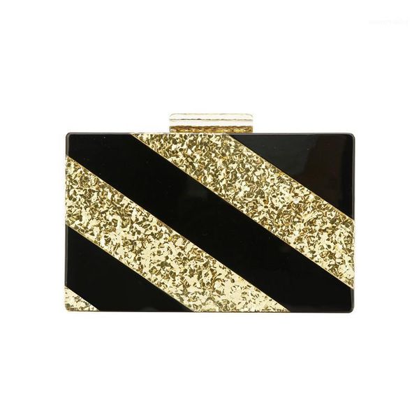 

gold glitter solid black acrylic clasp bolsa feminina handbags women ladies hand bags acrylic clutch box bags1