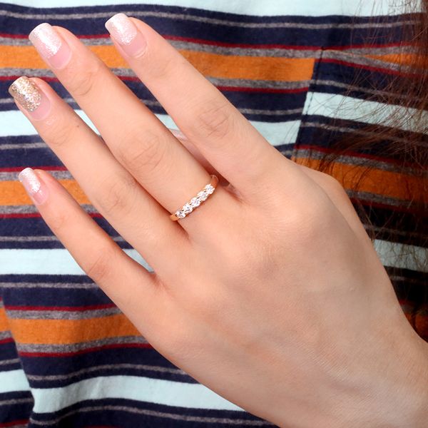 

aeaw 18k yellow gold 0.1ct 3mm total 0.5ctw df round cut engagement&wedding moissanite lab grown diamond band ring for women q1214, Golden;silver