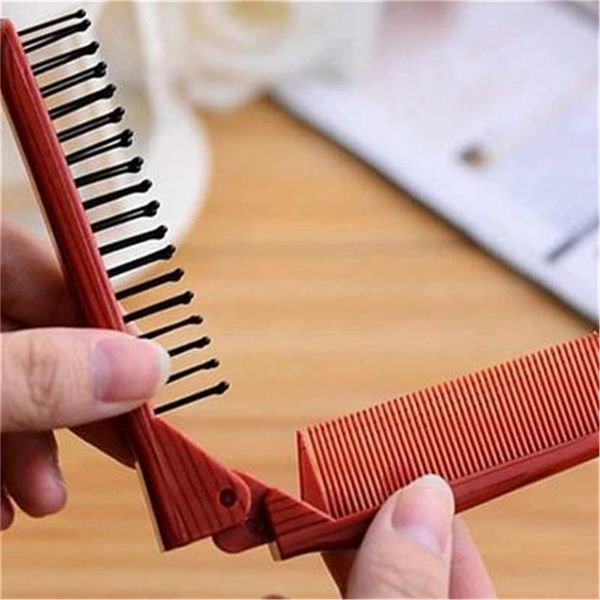 

foldable hair comb brush anti-static hairbrush portable travel hair brush plastic folding detangling hairdressing styling tool, Silver